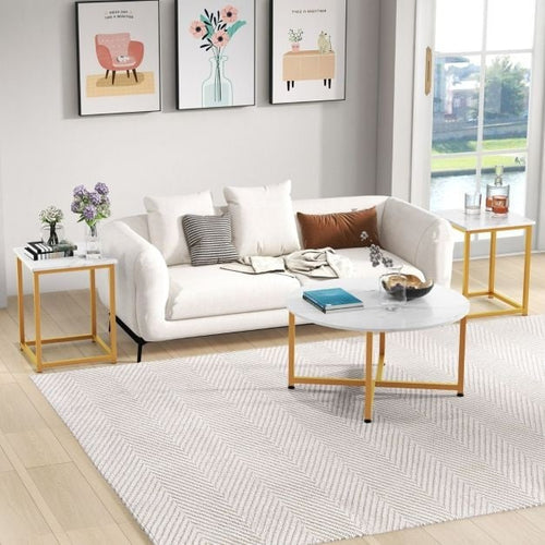 Coast 3-Piece Coffee Table Set - White/Gold - Round 80x42cm - Square 40x40x50cm - 136b32f77b565fcf902fecba02281eaa2ae6148b_jv11013wh_tables_de_salon_disposent_d_un_grand_esp_1
