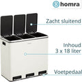 Poubelle de tri sélectif - Homra SPARQ - 3 x 18 L de capacité - 54 L - Blanc - acier inoxydable - 1d1194c6-e8bf-49ea-b738-0f919ea0fae2_93525217-a857-424e-a38f-9df4f40c35d3