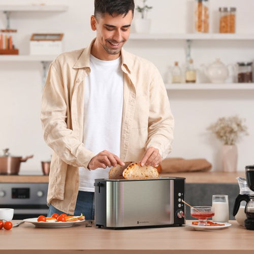Grille pain - KitchenBrothers - Toaster - 6 niveaux de chaleur - 1520W - inox/noir - 1e69f9832e5f94b8941e373598196ce015ac71a6_Enriched_product_image