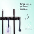 CLEANLY® Porte-balai avec pièces en acier inoxydable - Système de suspension pour balai et outils de jardin - Porte-outils avec crochets de suspension - 5 porte-balais et 6 crochets - 1f7e2d171205a23286bf9b82320ebf3407439cdd_Enriched_product_image