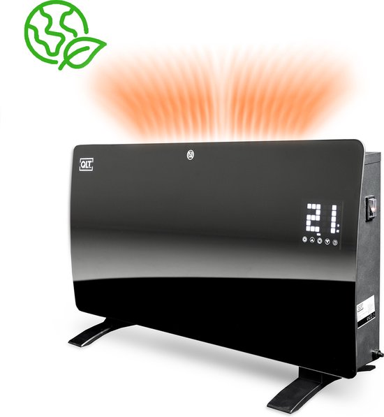 QLT Panneau chauffant en verre incurvé - Chauffage électrique avec App Control - Chauffage de salle de bain avec thermostat et antigel - 2000 Watts - Noir - 22234ba8da970bb688dd69050458795f434925e2_Enriched_product_image