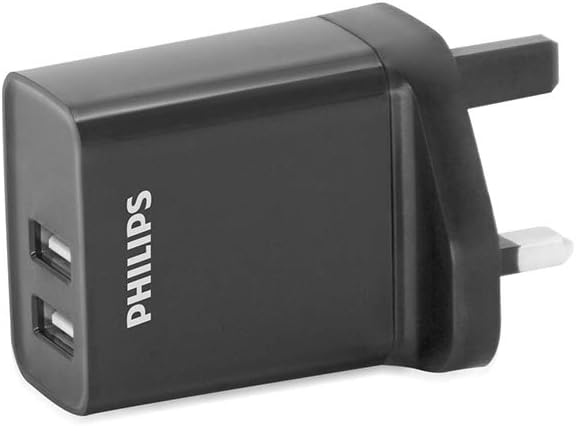 PHILIPS DLP2610/05 - Chargeur mural USB - Prise 3 broches - 2 ports de charge USB - Noir - 25be394b38ea949225df1b525d0a63be70140e6a_41HP1YidJNL._AC_SX679__1