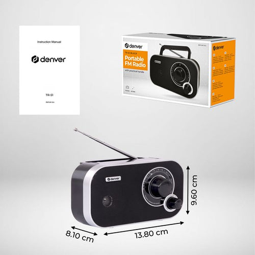 Radio Retro FM - Denver - Fonctionne sur batterie ou sur secteur - Radio portable - TR51 - Noir - 2973c95a38a25367d6a298a175979af3bafdb271_Enriched_product_image