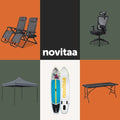 Novitaa Chaise longue pliable Duoset - Réglable - 30°-90° - Porte-tasses et téléphone - Chaise de jardin - Métal - Gris - 2ddd6fff26cbbb67e5c2479cb0d496e18f242596_Enriched_product_image
