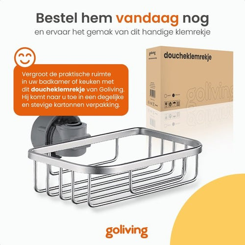 Goliving Support de douche suspendu - Support de douche - Sans perçage - Support de cuisine - Organisateur d'évier - Accessoires de salle de bain - 19,5 cm - Lot de 2 - Argenté - 338efe71-9ba4-4ae1-b613-df7555a57eab