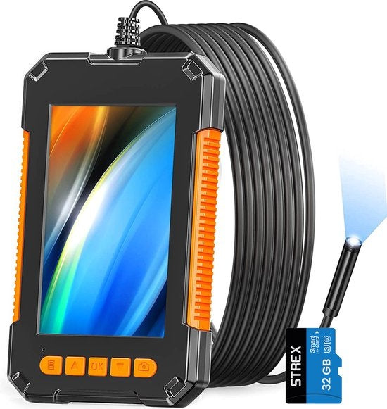 Strex Caméra d'inspection avec écran 10M - 1080P HD - écran LCD 4,3 pouces - étanchéité IP67 - éclairage LED - endoscope - caméra d'inspection - microSD 32gb inclus - 3577da0f-22c2-4ea9-821c-1c94bad7af6d