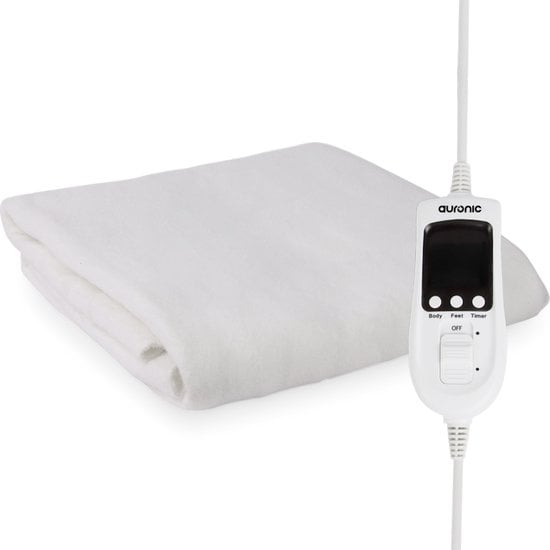 Couverture chauffante - Auronic - Couverture électrique - 1 personne - Zone de pieds réglable et élastiques d'angle - 70x150cm - Blanc - 367e3829-667d-4c7f-b764-f33675e1feea