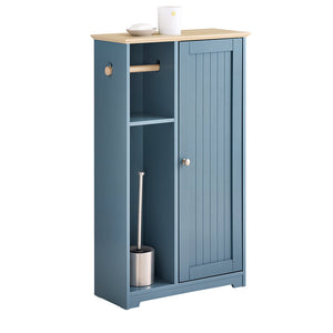 SoBuy BZR189-HG Meuble de salle de bain bleu avec accents en bois - 50x21x86 cm - Porte-papier & Porte-brosse de toilette - 37cf984b44ba09dc1d52d66f84c46aded8bec303_BZR189_HG_S002_1