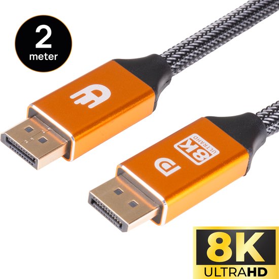Drivv. Câble Displayport - 8K 60Hz - 4K 144 Hz - 32.4GBps - Displayport 1.4 - Câble DP - 2 mètres - Orange - 3a8d9f0239ab0a1ad1d1a1f98d3336f5cb38eeb7_Enriched_product_image_a08775b6-d975-4f8f-b3db-3f5aef34d7a1