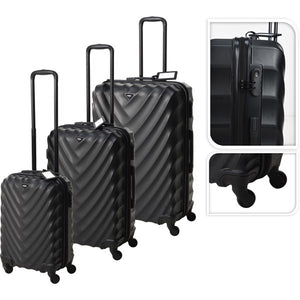 Ensemble de valises 3 pièces INCL Serrure à combinaison - Noir - 54, 65 et 75cm - Roues 360 degrés - 3af84ae5-d4df-43e7-a4d4-9bbcc11ed187_4ded76cd-8b5b-4b1e-900a-235eb8601215