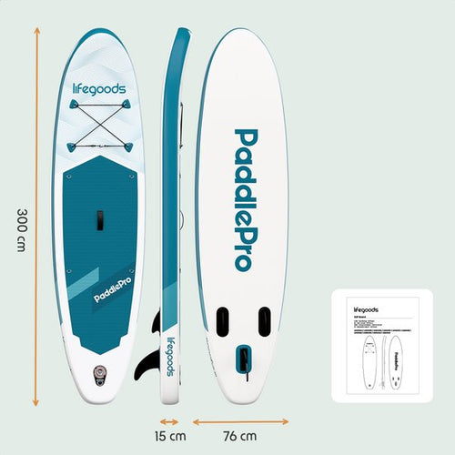 LifeGoods SUP Board All-round Compact - avec siège - capacité de charge de 100 KG - 300 x 76 cm - gonflable - ensemble complet de SUP - Deep Aqua - 3c1fa5b8917c2350006ef6ddec7e70b2294cc122_Enriched_product_image