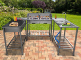 Plan de travail extérieur - Garten BBQ - Cuisine de jardin - Table en acier inoxydable - réglable - 2 tiroirs - 100x50.5x87cm - 46828b3c-ea09-42e6-8acb-ac6ca357639b