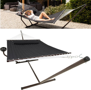 Hamac Vita5 avec support et poteau d'écartement - 2 personnes - Coussin amovible - Résistant aux UV - Noir - 4a288458-3a20-4f44-a251-6116c0befb00_eb338791-4c33-42b9-a8c0-e645d9bcc537