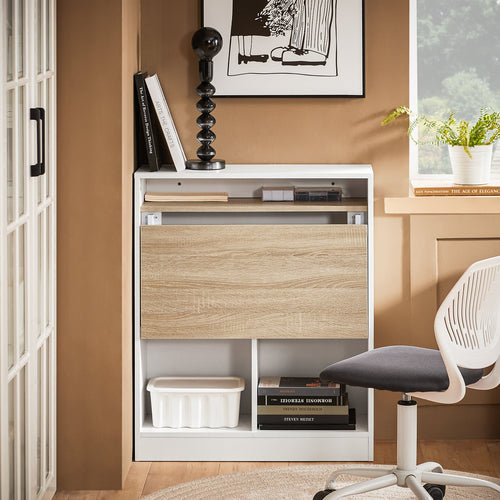 Bureau pliant peu encombrant avec étagères de rangement - SoBuy FWT104-WN - blanc - 70 x 57 x 85 cm - 4aa90bfb9108b40f0ef95d7884950a1e5cbe532c_FWT104_WN_Y003_1