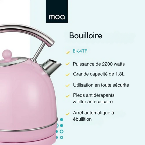 Bouilloire rétro - MOA - électrique - acier inoxydable - EK4TP - rose pastel - 4c8c4754fa38ed27a05f6eee0b6abd48fc1eb3ed_3_994535cb-7531-4ed2-8158-d160c00a5ef0