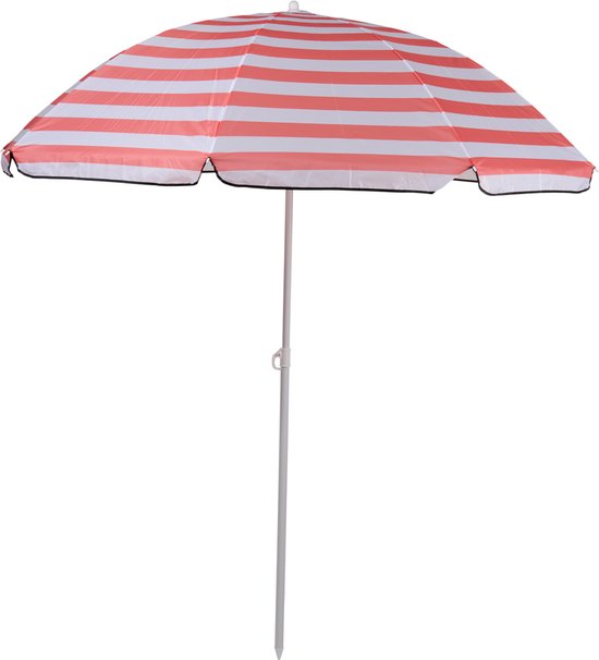 Camp Active Parasol - Parasol à bâton - Parasol de plage à bâton ⌀170 x 200 cm - Parasol de balcon - Protection solaire - Rayé rose/blanc - 566bfba931f5f23db04b070a863f1b3316f8ef5d_Enriched_product_image