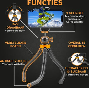 Studio ME Phone Tripod - 25 cm - Tripod Smartphone - Flexible - Camera Tripod - Black - Gorillapod - Phone Holder - Incl. Bluetooth Remote Control - Tripod Iphone - Tripod Phone - 56ba215bbc5a3d9d3aae67dc3fa589947e4b880b_Enriched_product_image