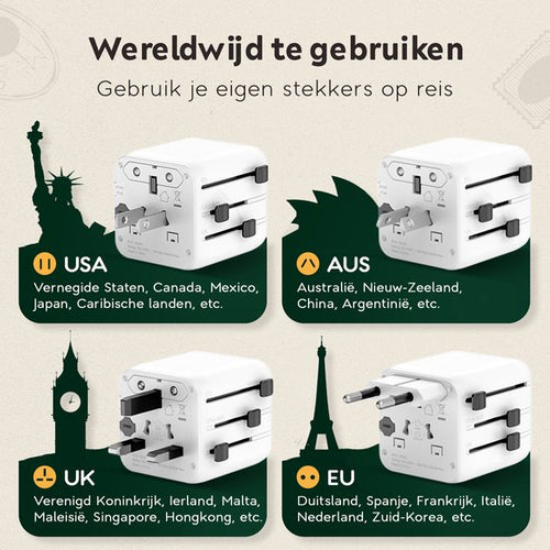 TRAVARA Prise de voyage - 2500W - Prise universelle mondiale - 170+ pays - Prise de voyage Angleterre Amérique, Afrique, Italie, Japon - Prises mondiales - 590c04910519ac57e54e10e8229bf7c3a62c0d19_Enriched_product_image