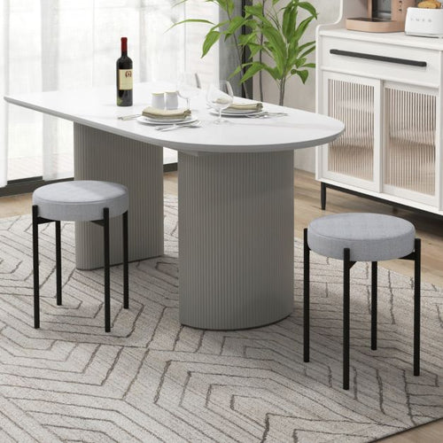 Lot de 4 chaises de salle à manger rembourrées - empilables avec pieds en métal - Chaises de cuisine confortables en gris clair - Hauteur d'assise de 50 cm - 5b8c77fe67c762c80d78d0ec69625f3b426bdae6_jv11340be_4_d_couvrez_le_confort_in_gal_de_nos_tabourets_de_bar_rembourr_s_5_6__7__1