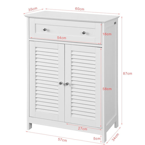 SoBuy Meuble de salle de bain - Tiroir et 2 portes - MDF - Blanc - 60x87x35 cm - 6c380eb4-3329-40a7-b1cb-0d8f53a5ec06