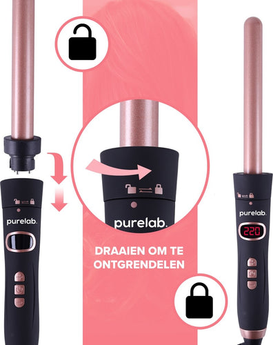 Fer à boucler 6 en 1 Purelab - Fer à boucler avec accessoires - Gant et pinces à cheveux inclus - Céramique - Fer à boucler - 120-220°C - 6de634da-0964-406f-a3b6-7eab25e5ad8d