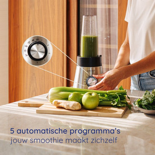 Safecourt Kitchen Power blender - 5 programmes automatiques - Smoothie maker - +2 gobelets à emporter - inox - 6e53a4390817b107382438fa4dbef8747b6a8685_Enriched_product_image