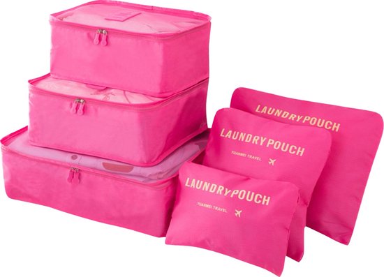 Pathsail® Packing Cubes Set 6-Piece - Organisateurs de bagages - Set d'organisation de valise - Rose