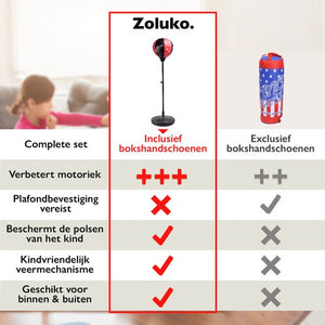 Zoluko Ballon de boxe sur pied pour enfants - Gants de boxe et pompe gonflable inclus - Hauteur réglable - Pour l'intérieur et l'extérieur - Ballon de boxe sur pied - Entraîneur de boxe - Perche de boxe - Set de boxe pour enfants - Ballon de boxe sur pied - 7fa395d9ac35e6d8cccbbf887c1d61729a47f3cc_Enriched_product_image_38a7e907-6f1c-47ef-8cce-73b38e9f422b