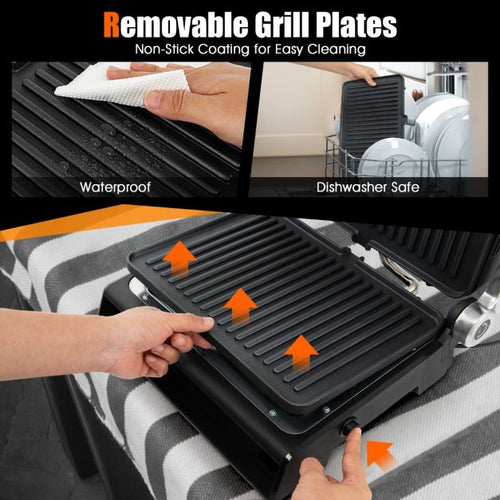 Coast Grill Press - Antiadhésif - 1200W - 3 en 1 - 240V - 35 cm x 30 cm x 14 cm - Noir - 82d751d1f56ab088c5ecc5634a39c1ba11291b01_es10197gb_bk_der_verbr_hungsschutzgriff_macht_es_bequem_und_sicher_den_deckel_zu_ffnen_10_23__7