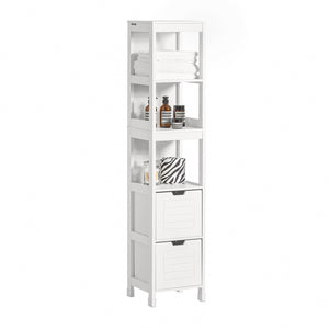 SoBuy Meuble de salle de bain haut avec repose-pieds - 2 tiroirs - acier - 30x30x144cm - 8506075f-bd32-4f9c-a570-eed74bfe9307_edc8102a-4038-4e22-8010-51c274509576