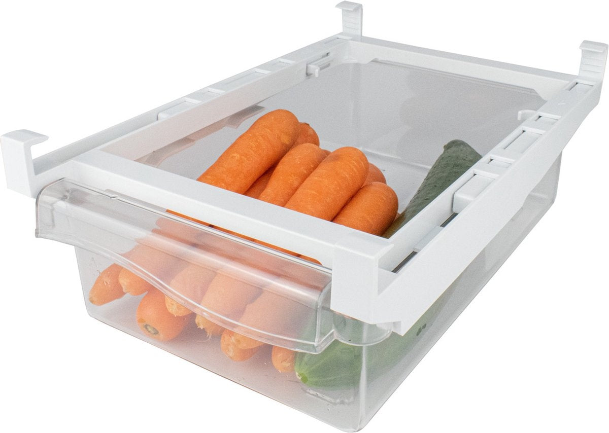 Nimma® Organisateur de réfrigérateur - Réglable - Gagnez de l'espace dans la cuisine - Universel - Transparent