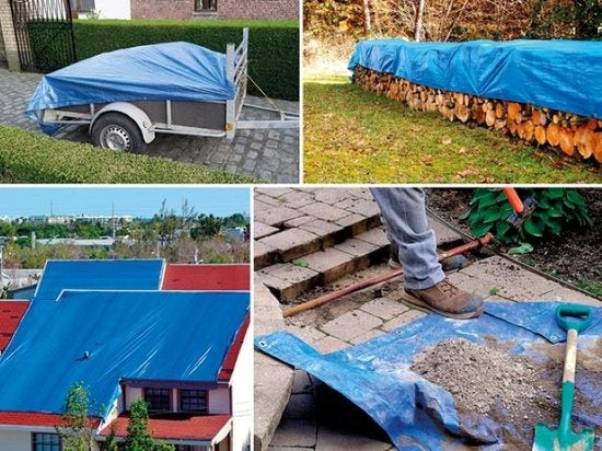 Perel Tarpaulin, ultra-strong, 32 anneaux, coins renforcés, rectangulaire, bleu/noir, 180 g/m², 6 x 10 m - 85f6ae3c-fe51-4996-9ea5-080341e1ce42_f2d49523-0ebd-4609-8b21-d8373f2d4d65