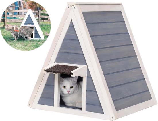 Dutchwide Maison pour chat - Pour l'extérieur - Coop - Bois - Coussin doux inclus - Plastique - 898e3b2625311815f9189ce44eed0205d6a9ced6_Enriched_product_image_b4fbe182-6ec9-4d68-b104-e54a8ee65987