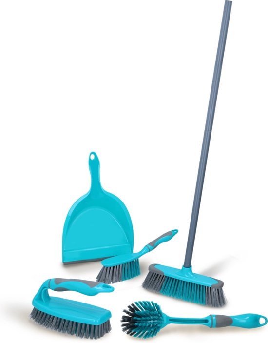 alpina Set de nettoyage 6 pièces - Balai - Manche - Balai à main & Canette - Brosse à main - Brosse à vaisselle