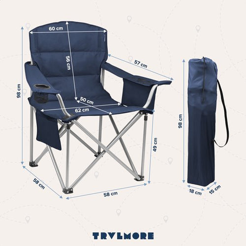 Chaise de camping - TRVLMORE - XL - Chaise pliante confortable - 150 kg max - Porte-boisson - Bleu - 8ec14f4a31f7731ad15bfecb86dadcbb0a5b016e_Enriched_product_image