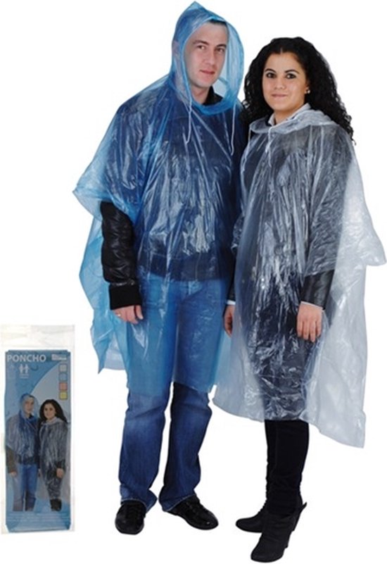 Poncho de pluie Free and Easy unisexe bleu taille unique