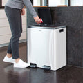 Homra QUICKX Poubelle de tri sélectif 2 compartiments Blanc - 60 L (2x30 L) Poubelle à pédale - Poubelle design Duo en acier inoxydable - Séparation des déchets - Poubelle de recyclage - Pédale hygiénique - Poubelle double - Poubelle de cuisine - Poubelle - 92069963-1b5e-4c2b-9a84-c2be5dc1103f