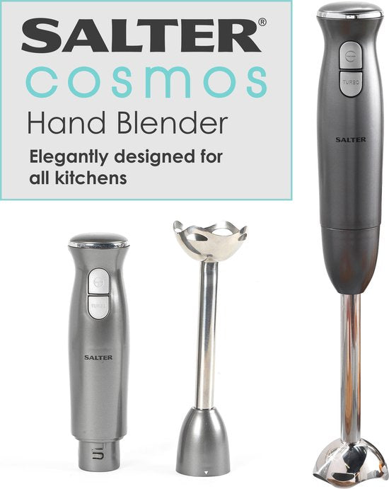 Mixeur plongeant Salter Cosmos, 2 vitesses, lame et manche amovibles en acier inoxydable, 400 W, gris/argenté - 95b2cca48696c6f35cd1b8e8f61ef65af926923d_Enriched_product_image