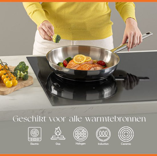 ELLE Gourmet Poêle à frire moderne en acier inoxydable - Ø 28 cm - Sans PFAS - Induction - a5a937f20e2061ab1c68d2180353e37873667206_Enriched_product_image