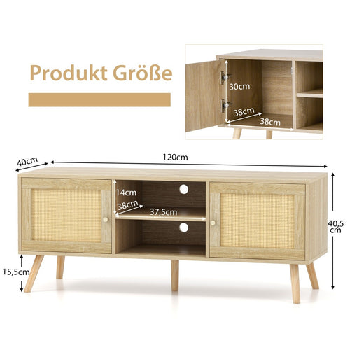 Coast rattan tv -kast met 2 deuren en open compartimenten voor televisies tot 55 inch 120 x 40 x 48,5 cm - a7bd7f17-f7ca-4522-92ec-f6c6fb0f0971_87dd26c7-e9fb-4abb-b05e-77940754972c