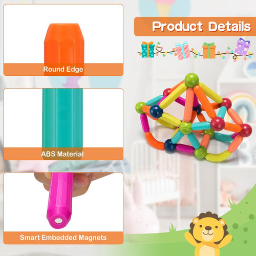 Coast Magnetic Balls & Rods - Jeu de construction magnétique éducatif - 88 pièces - Multicolore - aab42a24690432b2a24d25a32e4bc8140498b860_88_stuks_magnetische_ballen_staven_set_20230222_tu10002_3
