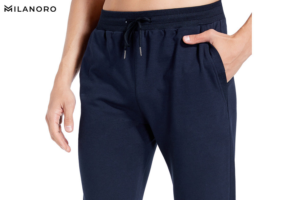 Milanoro Pantalon de survêtement confortable et ultra-doux - Lot de 2 - Bleu marine et anthracite - Taille XL