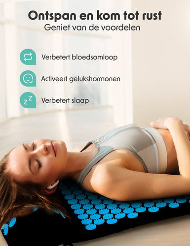 Tapis d'acupression avec coussin - LifeGoods - Tapis Shakti - Tapis avec 2 balles pour les points de déclenchement - 66x40x2cm - Noir/Turquoise - b86b2cfc055ba6124926aa6d4428f87eeaf30652_Enriched_product_image_efdc3762-c073-4341-bcf1-a92919590dd4