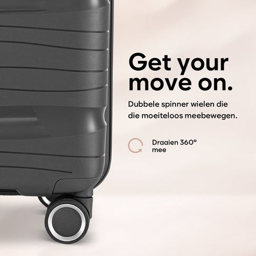 SKYCASES Travelin' Charm Hand Luggage Suitcase - 40L - Numerical Lock - 35x21x54 cm - Lightweight & Durable - Includes Free Pouch - Anthracite - bc418f74aed12ca0a27c3c696a5d59d4badea054_Enriched_product_image