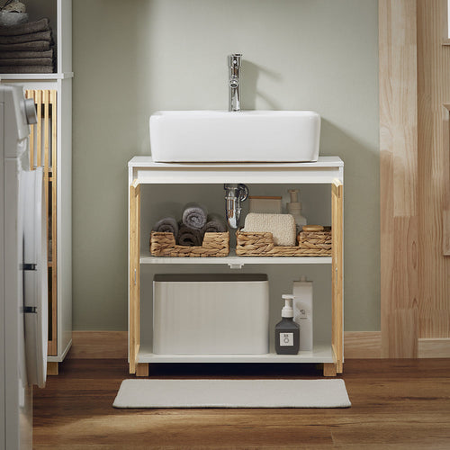 SoBuy BZR125-W Meuble bas pour évier - Blanc - 2 portes - 60x33x60cm - bce0525d-1a1b-4c69-8b68-e7e3a3ca9149