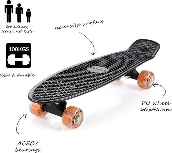 Skateboard avec lumières LED - Noir et Orange - 57 cm - bf15d0220e4491c66e8c883488d92407951263a5_Enriched_product_image