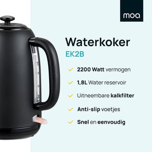 MOA Bouilloire 1,8 litres - Moderne - Électrique - Noir - EK2B - c3c06bf2-07b1-4392-89ca-a74b2f7e79f2