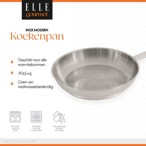 ELLE Gourmet Poêle à frire moderne en acier inoxydable - Ø 28 cm - Sans PFAS - Induction - c747d46c0564505e4f720a2eb2ec67a7061e2eb8_Enriched_product_image