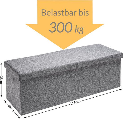 Canapé Casaria avec rangement - 115x40x40cm 131L aspect lin - Gris foncé - c75a65f6f4d568df6993d849d964a23d28102572_Enriched_product_image