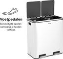 Homra QUICKX Poubelle de tri sélectif 2 compartiments Blanc - 60 L (2x30 L) Poubelle à pédale - Poubelle design Duo en acier inoxydable - Séparation des déchets - Poubelle de recyclage - Pédale hygiénique - Poubelle double - Poubelle de cuisine - Poubelle - c80f6beb-5d5a-4213-8671-f5fe1f0e8f59